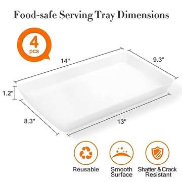 WOWBOX 4 pcs Serving Tray Set - Versatile Plastic Platters for Entertaining