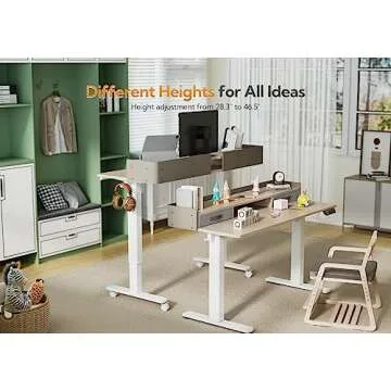 Claiks Standing Desk with Drawers, Stand Up Electric Standing Desk Adjustable Height, Sit Stand Desk with Storage Shelf and Splice Board, 48 Inch, Natural