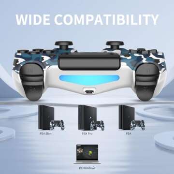 YsoKK PS4 Controller 2 Pack Wireless for Playstation 4/Slim/Pro with 1000mah Battery/Dual Vibration/Audio Jack/6-axis Motion Sensor(Camouflage Green and Camouflage Blue)
