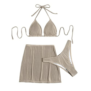 Stylish SweatyRocks 3 Piece Zebra Striped Bikini Set for Women