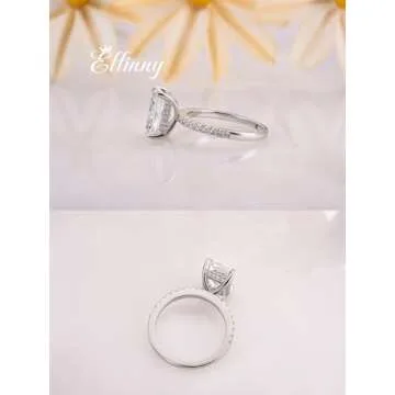 Effinny 3.5 Carat Radiant Cut Engagement Ring,Simulated Diamond White Sapphire Promise Ring for Women in 925 Sterling Silver(Size:4)