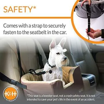 K&H Pet Products Hanging Bucket Booster Pet Seat, Elevated Dog Booster Car Seat, Car Window View for Petite and Toy Breeds, Tan 16 X 14.5 Inches