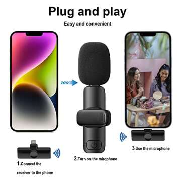 Frazily Lavalier Wireless Microphone for iPhone iPad,Mini Clip on Microphone Mic for Video Recording - Pack of 2