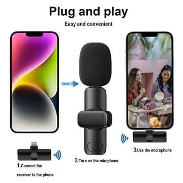 Frazily Lavalier Wireless Microphone for iPhone iPad,Mini Clip on Microphone Mic for Video Recording - Pack of 2