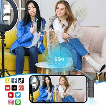 Frazily Lavalier Wireless Microphone for iPhone iPad,Mini Clip on Microphone Mic for Video Recording - Pack of 2