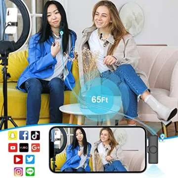 Frazily Lavalier Wireless Microphone for iPhone iPad,Mini Clip on Microphone Mic for Video Recording - Pack of 2