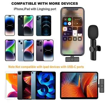 Frazily Lavalier Wireless Microphone for iPhone iPad,Mini Clip on Microphone Mic for Video Recording - Pack of 2