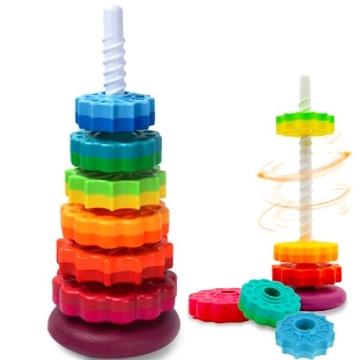 Baby Spinning Toy, Stacking Toy for Babies and Toddlers, Educational Toddler Learning Toys, Rainbow ...