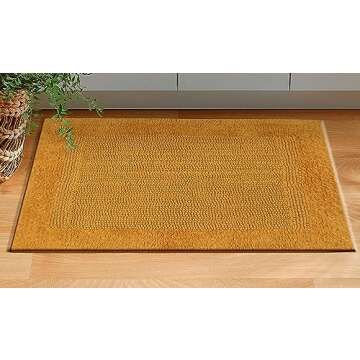 Savi Home Bath Mat Rug 17x24 Honey Mustard, 100% Pure Cotton, Super Soft White, Plush & Absorbent, Hand Tufted Heavy Weight Construction, Full Reversible Step Out Rugs