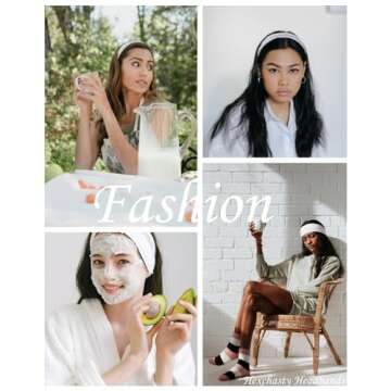 Hexchasty Women's Headbands for Yoga and Running - Soft, Stretchy, Cotton Fabric Headbands - Cute Hair Bands for Women in White, Black - Sweat Headbands for Sports