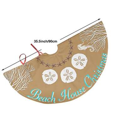 NGFF Beach Coral Cute Santa and Snowman Dolls Design Christmas Tree Skirt Gorgeous Xmas Tree Decoration Skirt