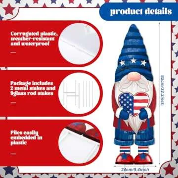 Umigy 4th of July Gnome Yard Signs - Festive Decorations