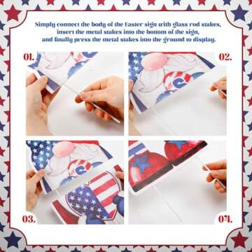 Umigy 4th of July Gnome Yard Signs - Festive Decorations