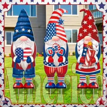 Umigy 4th of July Gnome Yard Signs - Festive Decorations