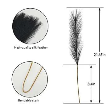 obbsie 50pcs Faux Pampas Grass, 21.6" Short Artificial Pompous Grass Floral Fake Pompas Grass Branches Vase Filler Flower Arrangement for Home Wedding Boho Decor, Black