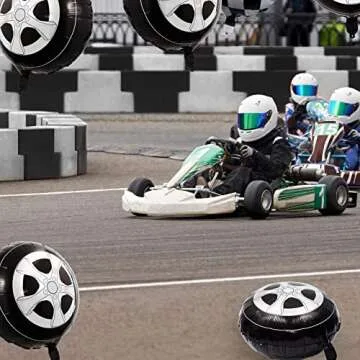 Lewtemi 6 Pcs Wheel Tire Balloons 18 Inch Race Car Balloons Race Car Party Decorations Foil Large Birthday Party Supplies Decorations Black White
