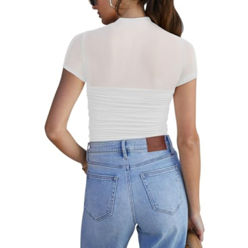 REORIA Sexy Mock Turtle Neck Bodysuit for Women