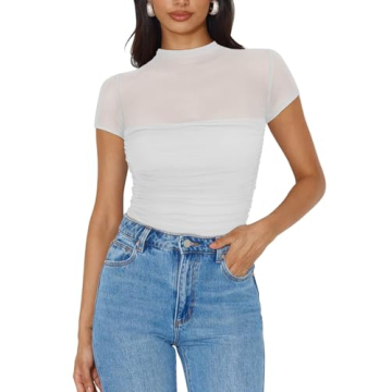 REORIA Sexy Mock Turtle Neck Bodysuit for Women