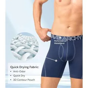 DAVID ARCHY Mens Underwear Mesh Quick Dry Boxer Briefs Active Performance Sports Ultra Soft Breathable Support Pouch Underwear with Fly in 3 Pack (L, Black/Dark Gray/Navy Blue - Mesh with Fly)