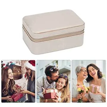 ATAIMEISEN Travel Jewelry Box Organizer Plush Velvet Small Jewelry Organizer Travel Mini Storage Organizer Portable Jewellery Case Boxes for Women Girls Gift/cream colored