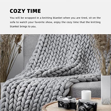 LaoJee Chunky Knit Blanket - Handmade Comfort for Your Home