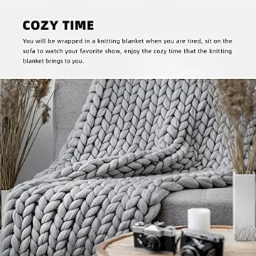 LaoJee Chunky Knit Blanket - Handmade Comfort for Your Home