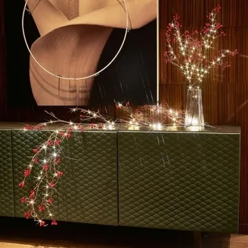 Hairui 32IN Red Berry Lighted Branches with Timer