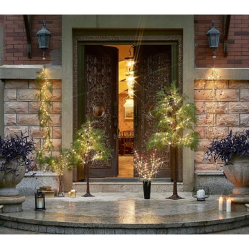 Hairui 32IN Red Berry Lighted Branches with Timer