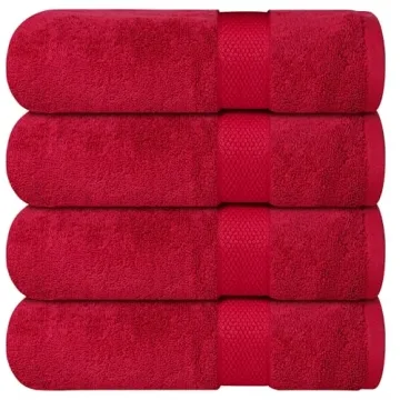 Infinitee Xclusives Luxury 100% Ring-Spun Cotton Bath Towels Set of 4 (27x54 inches) – Soft, Absor...