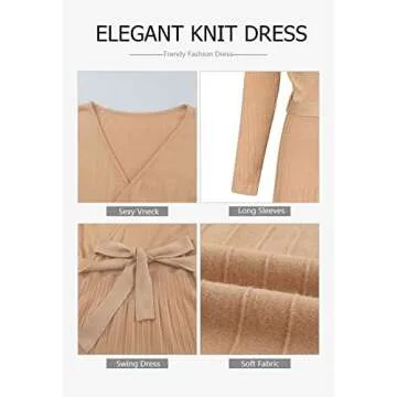 Elegant Women’s Wrap Sweater Dress with Belted Waist Style