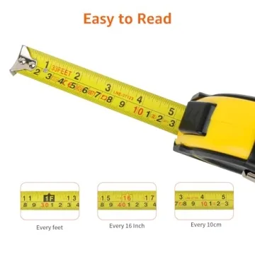 Amazon Basics Self-Locking Tape Measure 33 Feet Metric Inch Scale