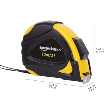 Amazon Basics Self-Locking Tape Measure 33 Feet Metric Inch Scale