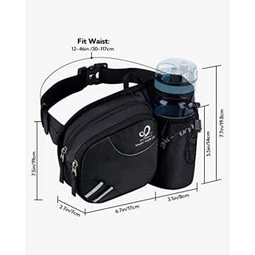WATERFLY Fanny Pack Waist Bag: Waist Pack for Women Men with Water Bottle Holder Hiking Fanny Pack for Running Walking DogWalking Travel Cycling