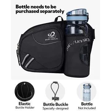 WATERFLY Fanny Pack Waist Bag: Waist Pack for Women Men with Water Bottle Holder Hiking Fanny Pack for Running Walking DogWalking Travel Cycling