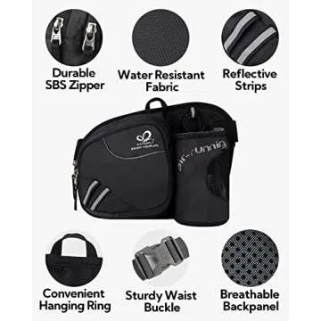 WATERFLY Fanny Pack Waist Bag: Waist Pack for Women Men with Water Bottle Holder Hiking Fanny Pack for Running Walking DogWalking Travel Cycling