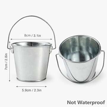 TAKMA 3.1Inch Galvanized Mini Tin Buckets – 12Pcs Silver Metal Buckets with Handle Best for Organi...