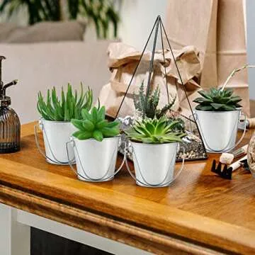 TAKMA 3.1Inch Galvanized Mini Tin Buckets – 12Pcs Silver Metal Buckets with Handle Best for Organizing, Penholder, Party Favors, Bridal Shower and Craft Projects .Silver