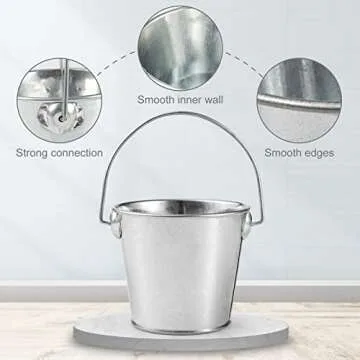 TAKMA 3.1Inch Galvanized Mini Tin Buckets – 12Pcs Silver Metal Buckets with Handle Best for Organizing, Penholder, Party Favors, Bridal Shower and Craft Projects .Silver
