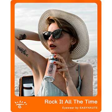 EASYHAUTE Cat Eye Sunglasses for Women, Premium Retro Sun Glasses Fashion Style with UV400 Protectio...