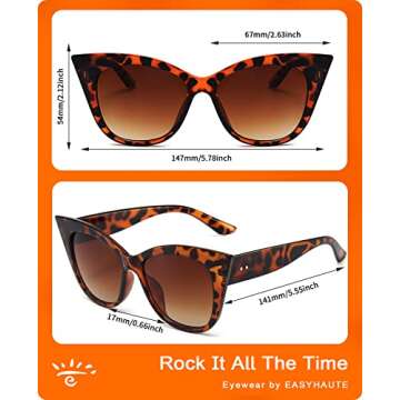 EASYHAUTE Cat Eye Sunglasses for Women, Premium Retro Sun Glasses Fashion Style with UV400 Protection, Trendy Frame (Black/Tortoise)