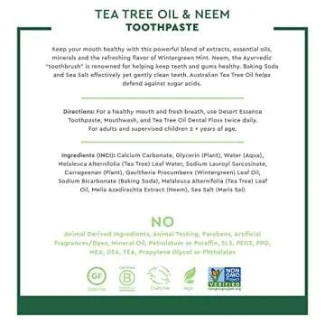 Desert Essence Natural Tea Tree Oil & Neem Toothpaste - Refreshing Clean