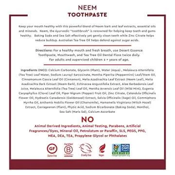 Desert Essence Natural Tea Tree Oil & Neem Toothpaste - Refreshing Clean