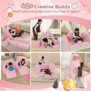 Fivetry 12PCS Modular Kids Play Couch, Child Sectional Sofa, Kids Floor Sofa for Playroom Fort Building, Convertible Foam and Floor Cushion for Boys and Girls