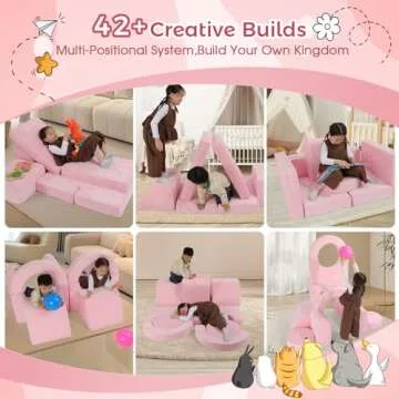 Fivetry 12PCS Modular Kids Play Couch, Child Sectional Sofa, Kids Floor Sofa for Playroom Fort Building, Convertible Foam and Floor Cushion for Boys and Girls