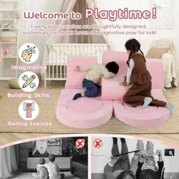 Fivetry 12PCS Modular Kids Play Couch, Child Sectional Sofa, Kids Floor Sofa for Playroom Fort Building, Convertible Foam and Floor Cushion for Boys and Girls