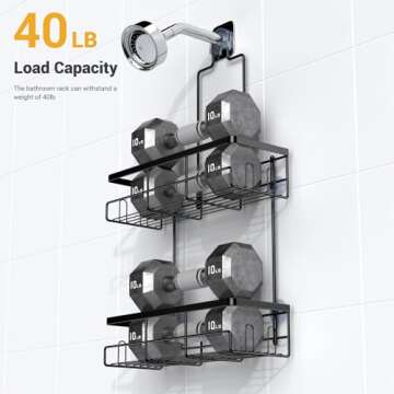 AKTECKE Shower Caddy Hanging Bathroom Organizer: Rustproof Shower Shelf for Inside Shower - No Drilling Shower Racks Over Showerhead - Bath Shower Shelves Rack for Shampoo Soap Black