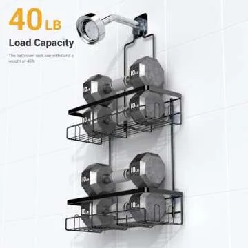 AKTECKE Shower Caddy Hanging Bathroom Organizer: Rustproof Shower Shelf for Inside Shower - No Drilling Shower Racks Over Showerhead - Bath Shower Shelves Rack for Shampoo Soap Black