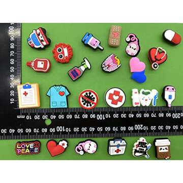 18 25 30 55PCS Halloween Skull Shoe Charms for Clog Bracelet Shoe Decoration, Horror Skull Pumpkin PVC Pins Accessories Halloween Gifts Party Favor for Teens Men Women Adult (23pcs-medical)