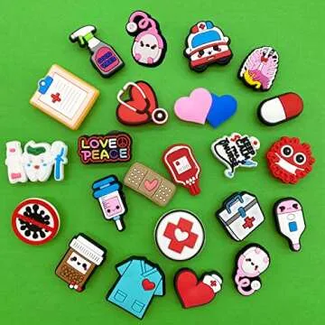 18 25 30 55PCS Halloween Skull Shoe Charms for Clog Bracelet Shoe Decoration, Horror Skull Pumpkin PVC Pins Accessories Halloween Gifts Party Favor for Teens Men Women Adult (23pcs-medical)