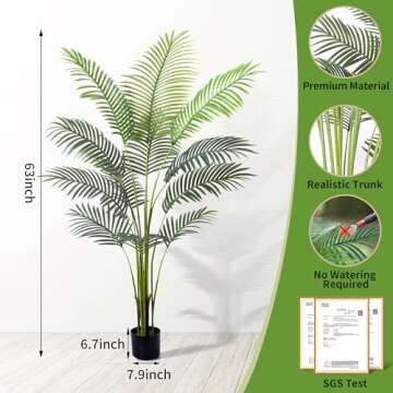Aphighjoy 5FT Artificial Areca Palm for Home Decor